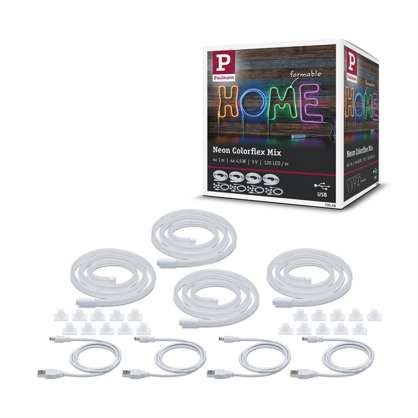 LED-Strip 'Neon Colorflex Farbset' 4 x1 m 4 x 4,5 W weiß