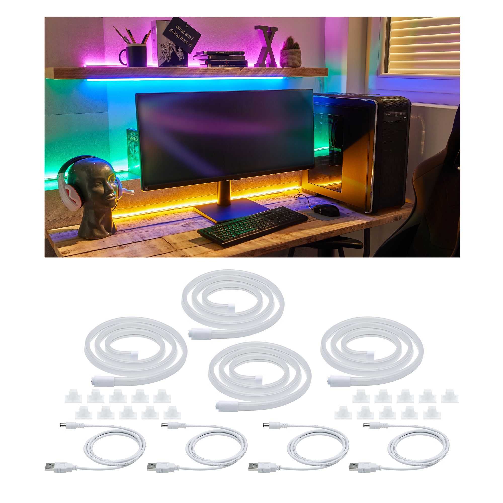 4er Set Neon Colorflex StripUSB, je 1 m