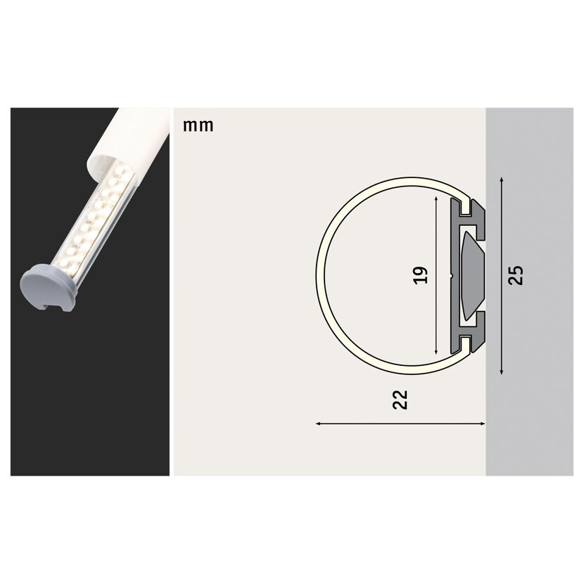 LED-Tube Profil mit Maßen