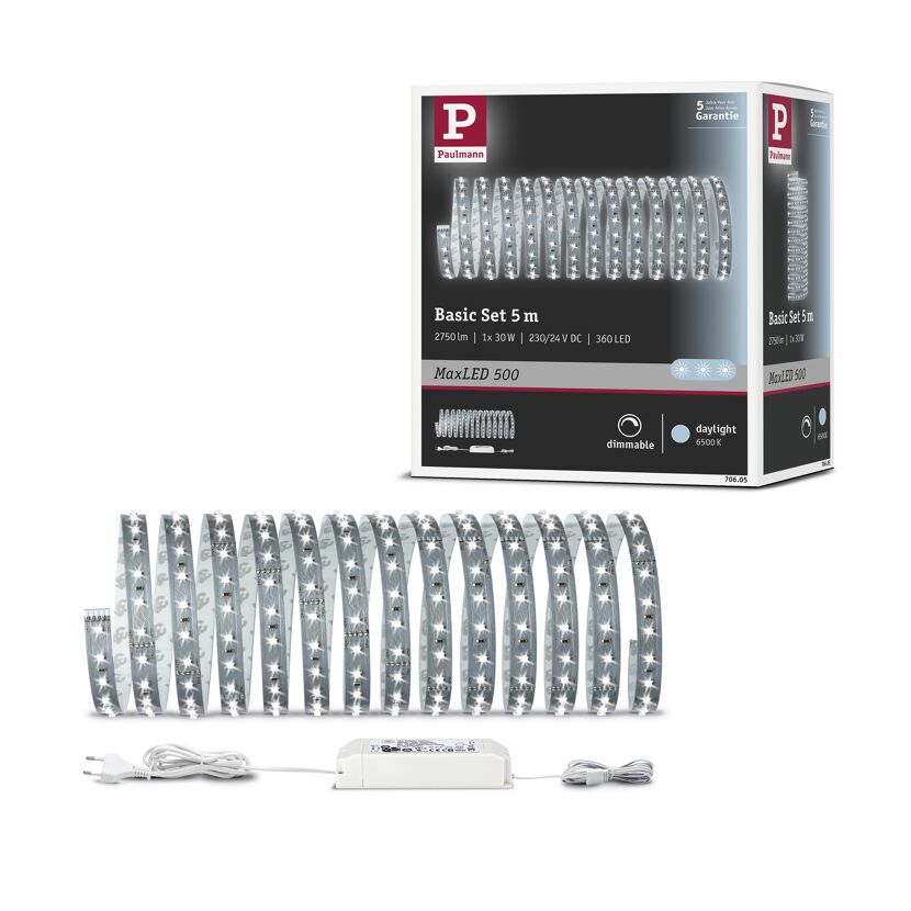 LED-Strip 'MaxLED 500 Daylight' 5 m 30 W unbeschichtet silber