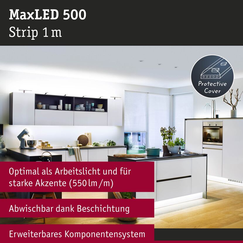 LED-Strip 'MaxLED 500 Daylight' 1 m 6 W beschichtet silber