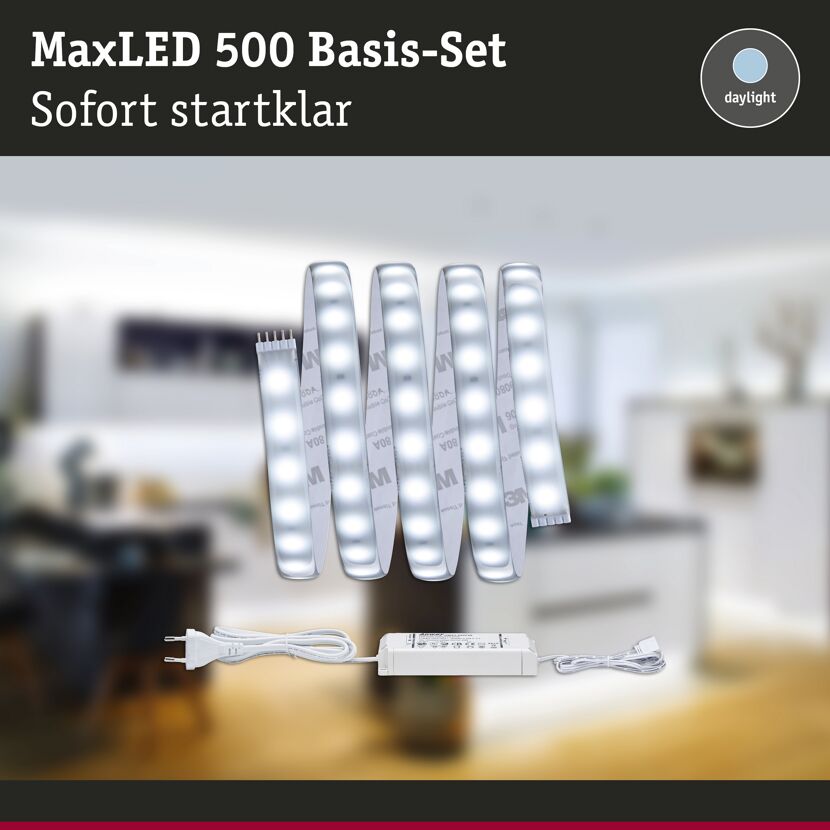 LED-Strip 'MaxLED 500 Daylight Basisset' 1,5 m 9 W beschichtet silber