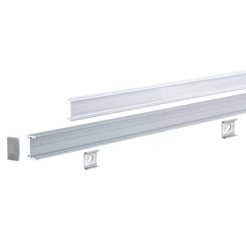 Einbauprofil 'Square' 1 m mit satiniertem Diffusor Aluminium