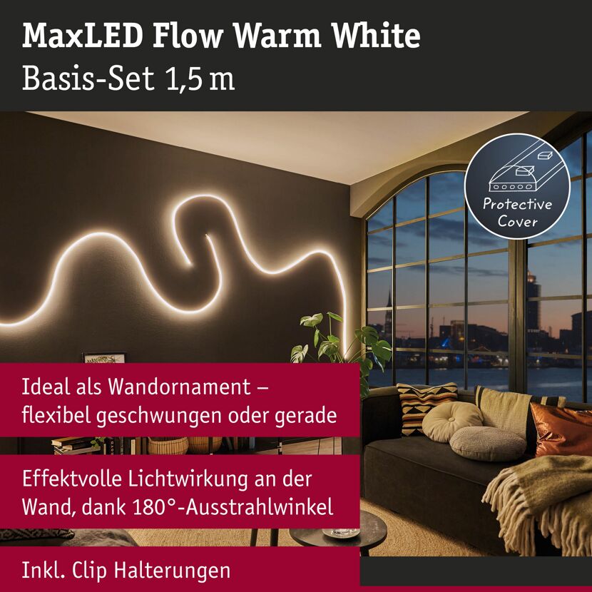 LED-Strip 'MaxLED Flow Warmweiß Basisset' 1,5 m 22,2 W weiß