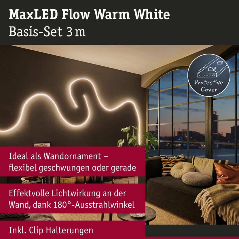 LED-Strip 'MaxLED Flow Warmweiß Basisset' 3 m 38 W weiß