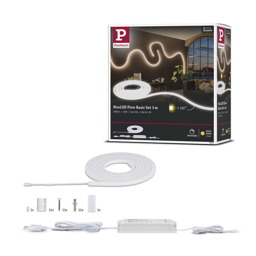 LED-Strip 'MaxLED Flow Warmweiß Basisset' 3 m 38 W weiß