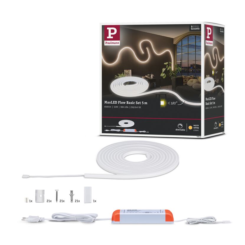 LED-Strip 'MaxLED Flow Warmweiß Basisset' 5 m 52 W weiß