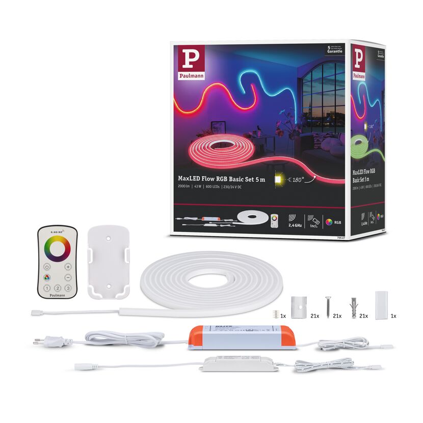 LED-Strip 'MaxLED Flow RGB Basisset' 5 m 43 W weiß