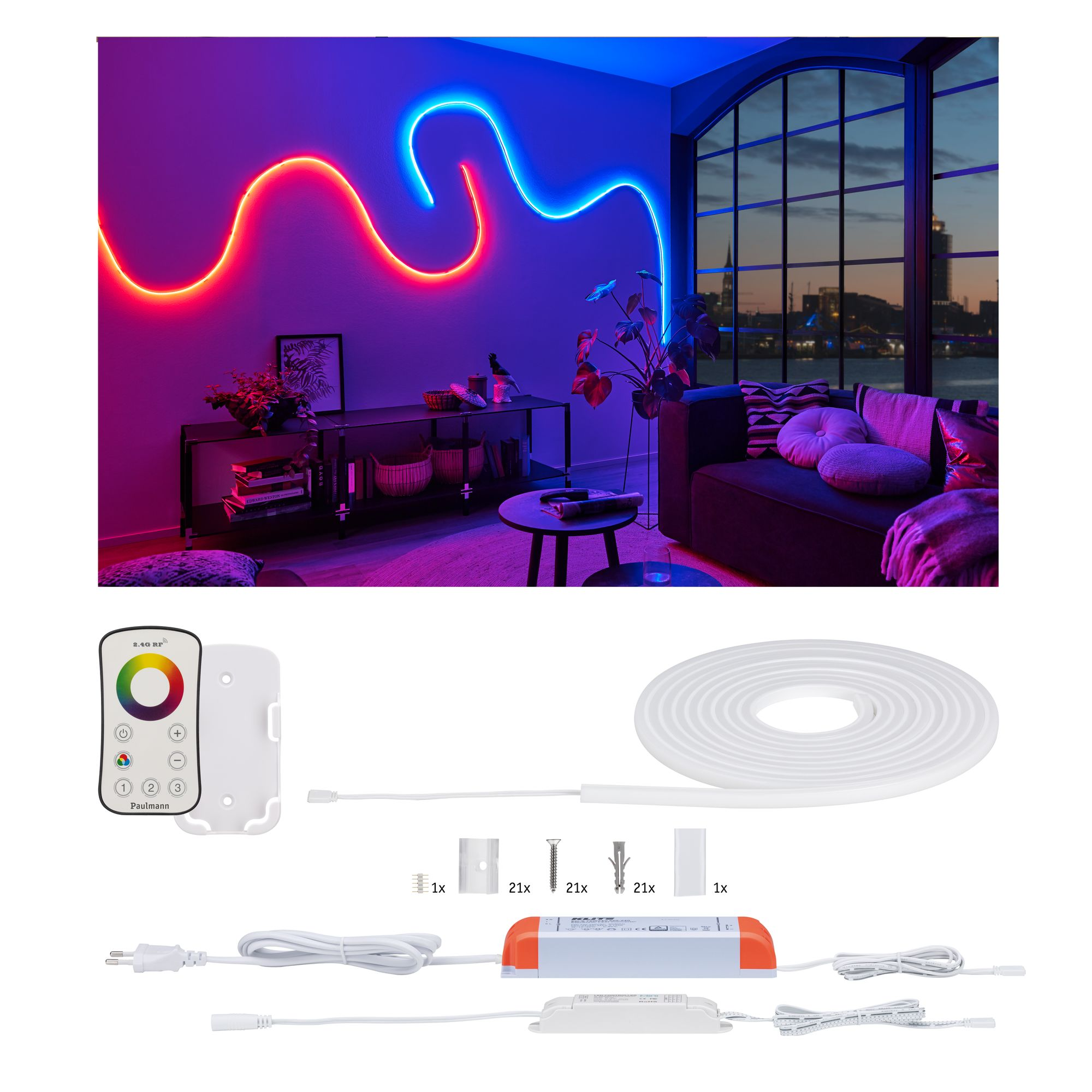 LED-Strip 'MaxLED Flow RGB Basisset' 5 m 43 W weiß + product picture