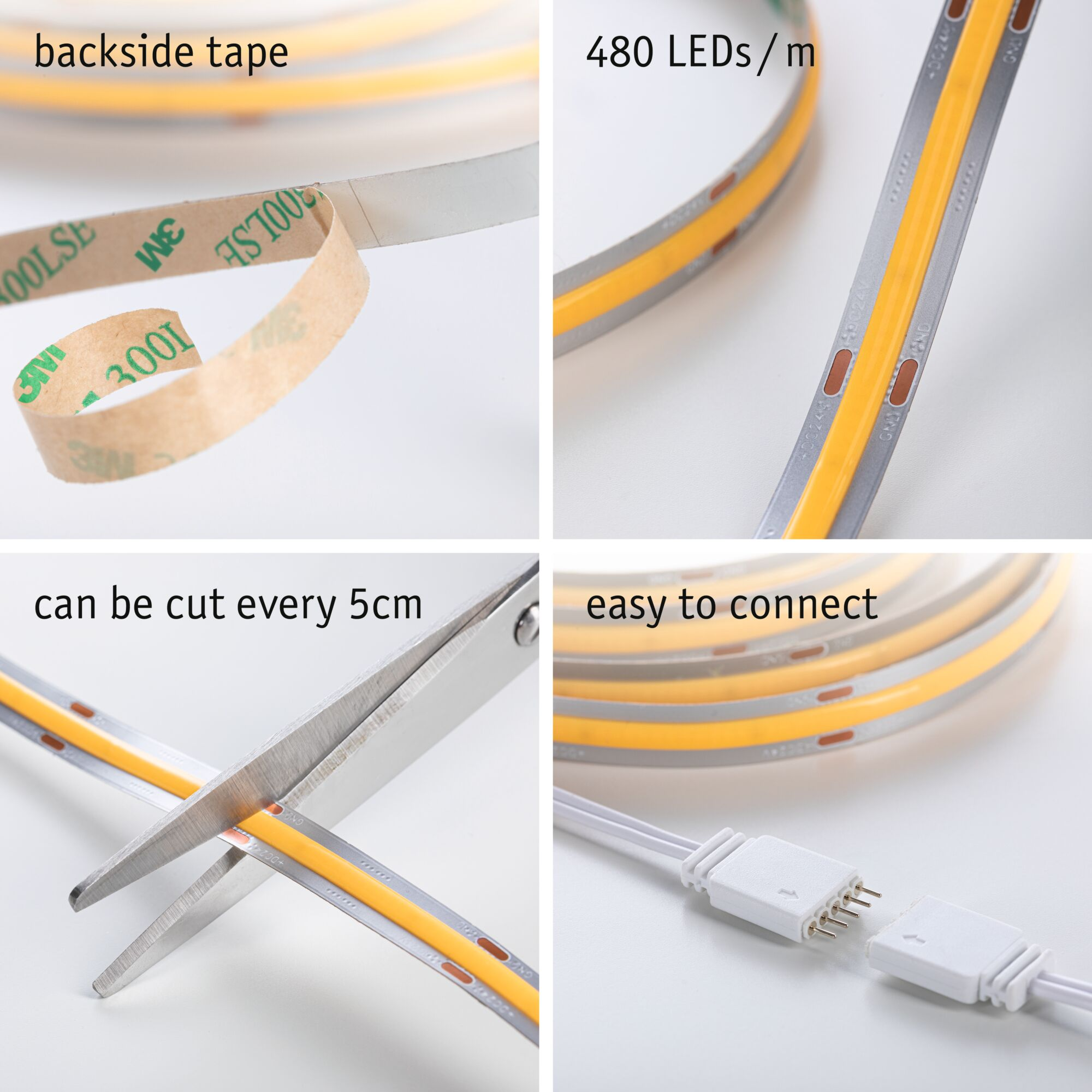 LED-Strip 'MaxLED 500 Full-Line COB Warmweiß Basisset' 1,5 m 10 W silber + product picture