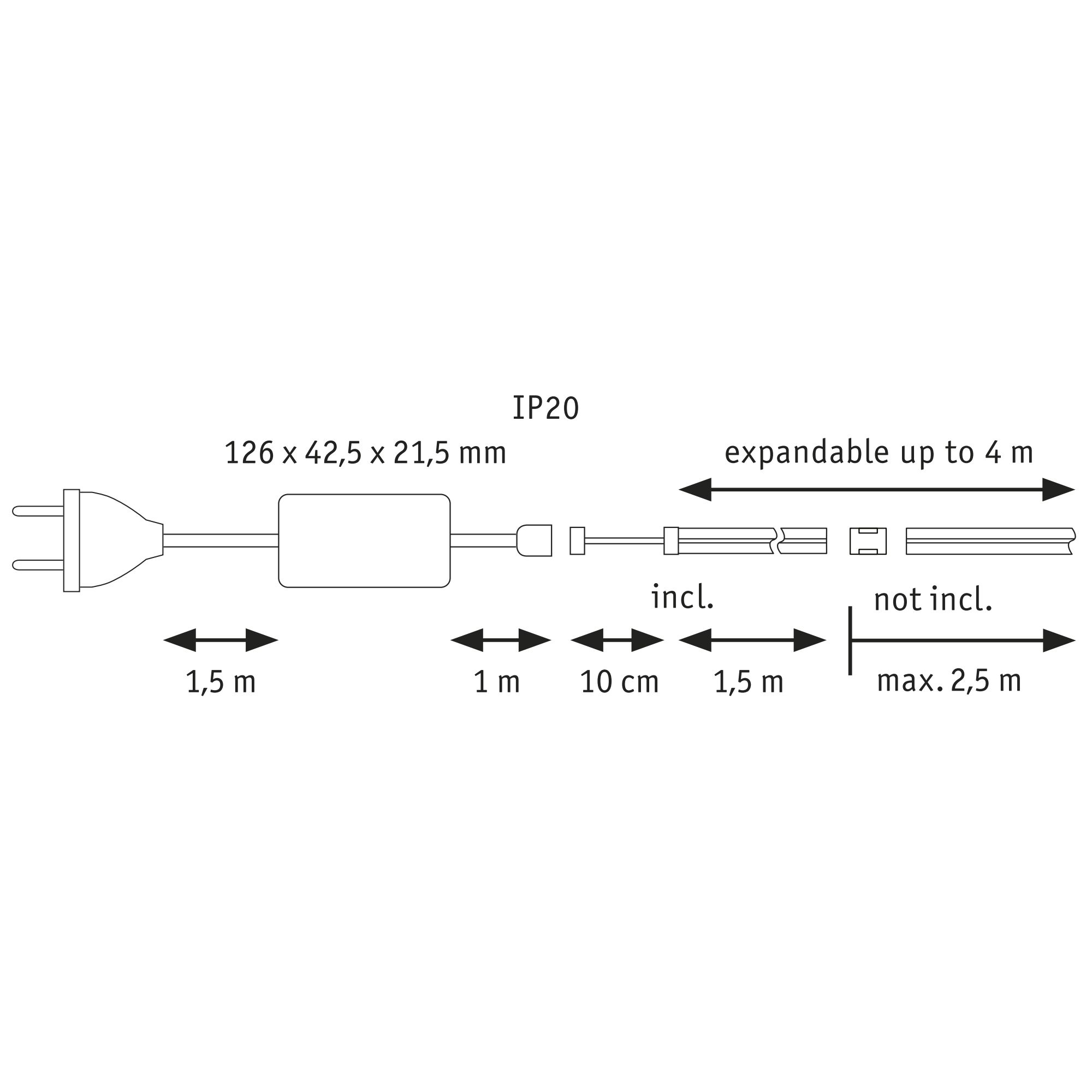 LED-Strip 'MaxLED 500 Full-Line COB Warmweiß Basisset' 1,5 m 10 W silber + product picture