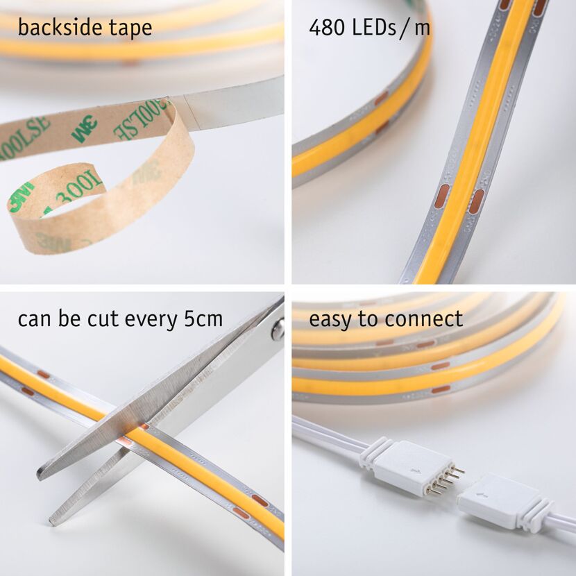 LED-Strip 'MaxLED 500 Full-Line COB Warmweiß Basisset' 3 m 19 W silber