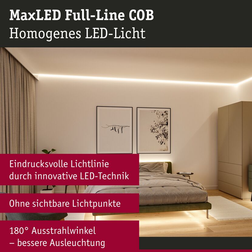 LED-Strip 'MaxLED 500 Full-Line COB Warmweiß Basisset' 2,5 m 15 W silber