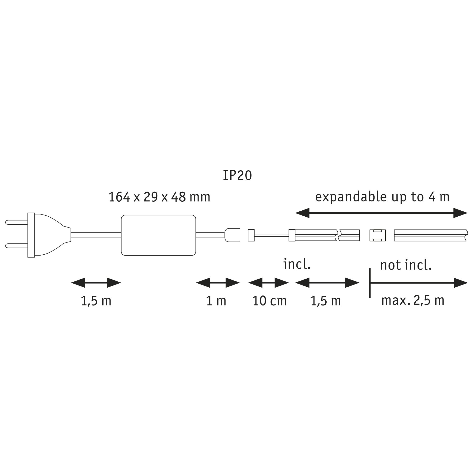 LED-Strip 'MaxLED 1000 Full-Line COB Warmweiß Basisset' 1,5 m 18 W silber + product picture