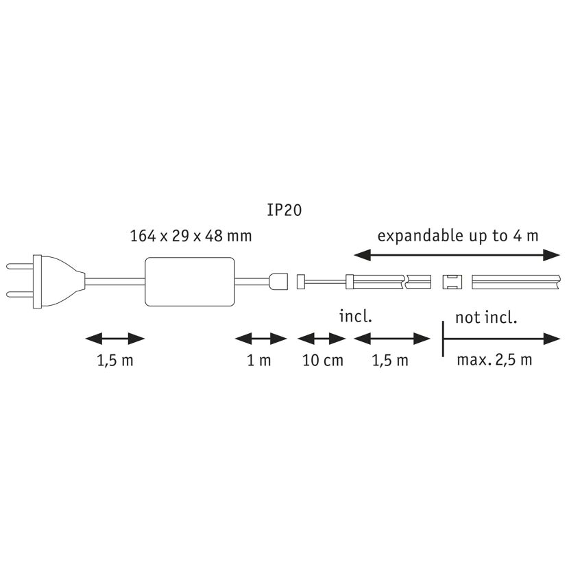 Schemazeichnung: MaxLED 1000 Basisset, 1,5 m