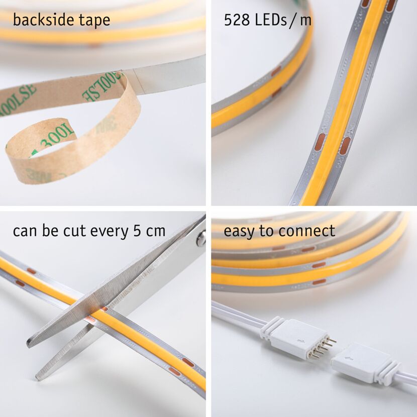 LED-Strip 'MaxLED 1000 Full-Line COB Warmweiß Basisset' 3 m 36 W silber