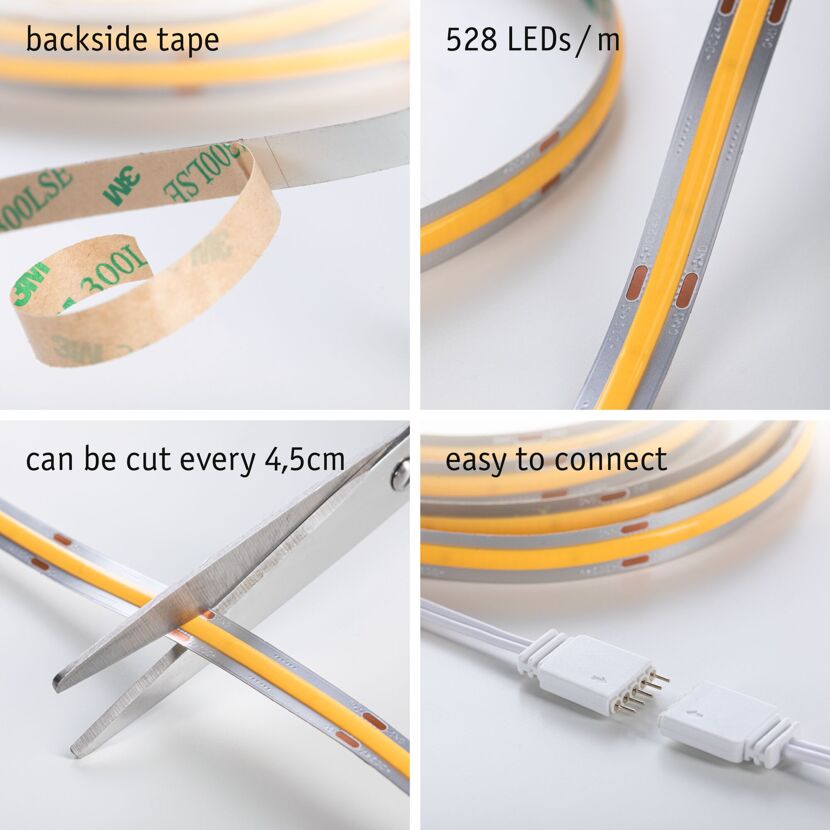 LED-Strip 'MaxLED 1000 Full-Line COB Warmweiß Basisset' 3 m 36 W silber