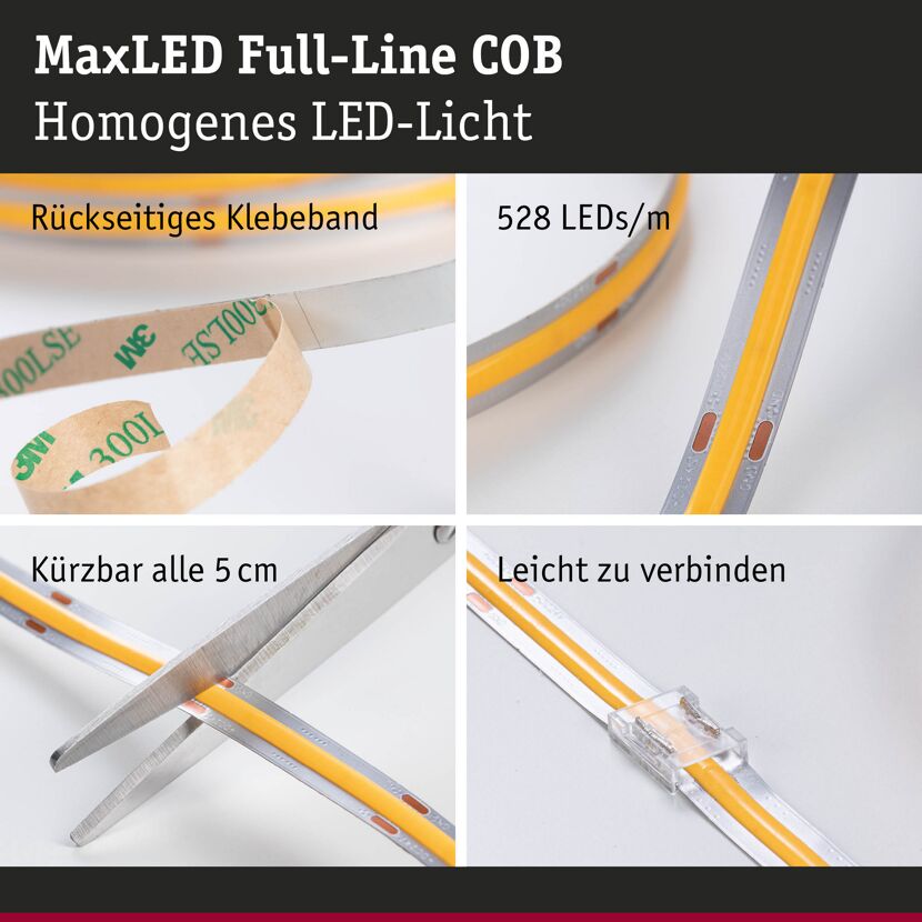 LED-Strip 'MaxLED 1000 Full-Line COB Warmweiß' 2,5 m 30 W silber