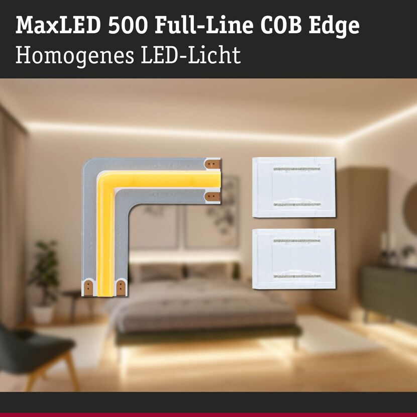 LED-Strip 'MaxLED 500 Full-Line COB Edge Warmweiß' 90° Ecke 0,3 W silber