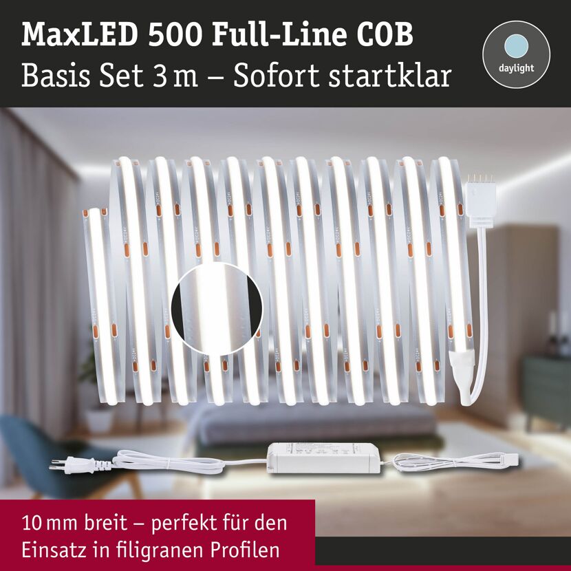 LED-Strip 'MaxLED 500 Full-Line COB Daylight Basisset' 3 m 19 W silber