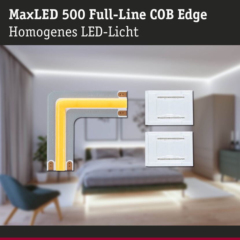 LED-Strip 'MaxLED 500 Full-Line COB Edge Daylight' 90° Ecke 0,3 W silber