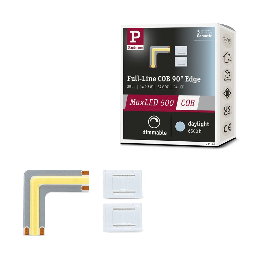 LED-Strip 'MaxLED 500 Full-Line COB Edge Daylight' 90° Ecke 0,3 W silber