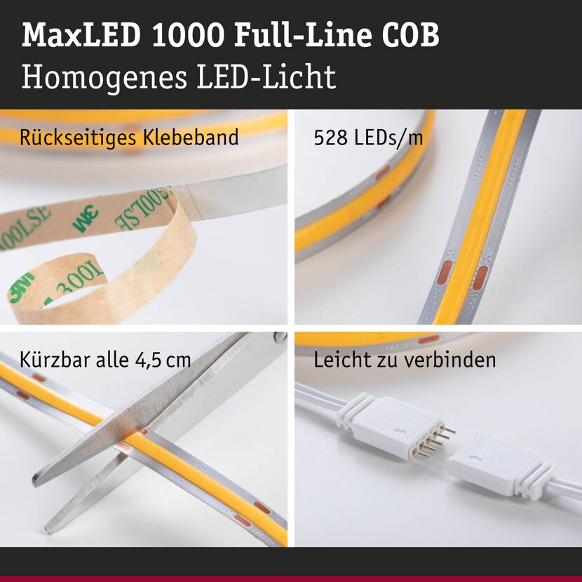 LED-Strip 'MaxLED 1000 Full-Line COB Daylight' 2,5 m 30 W silber