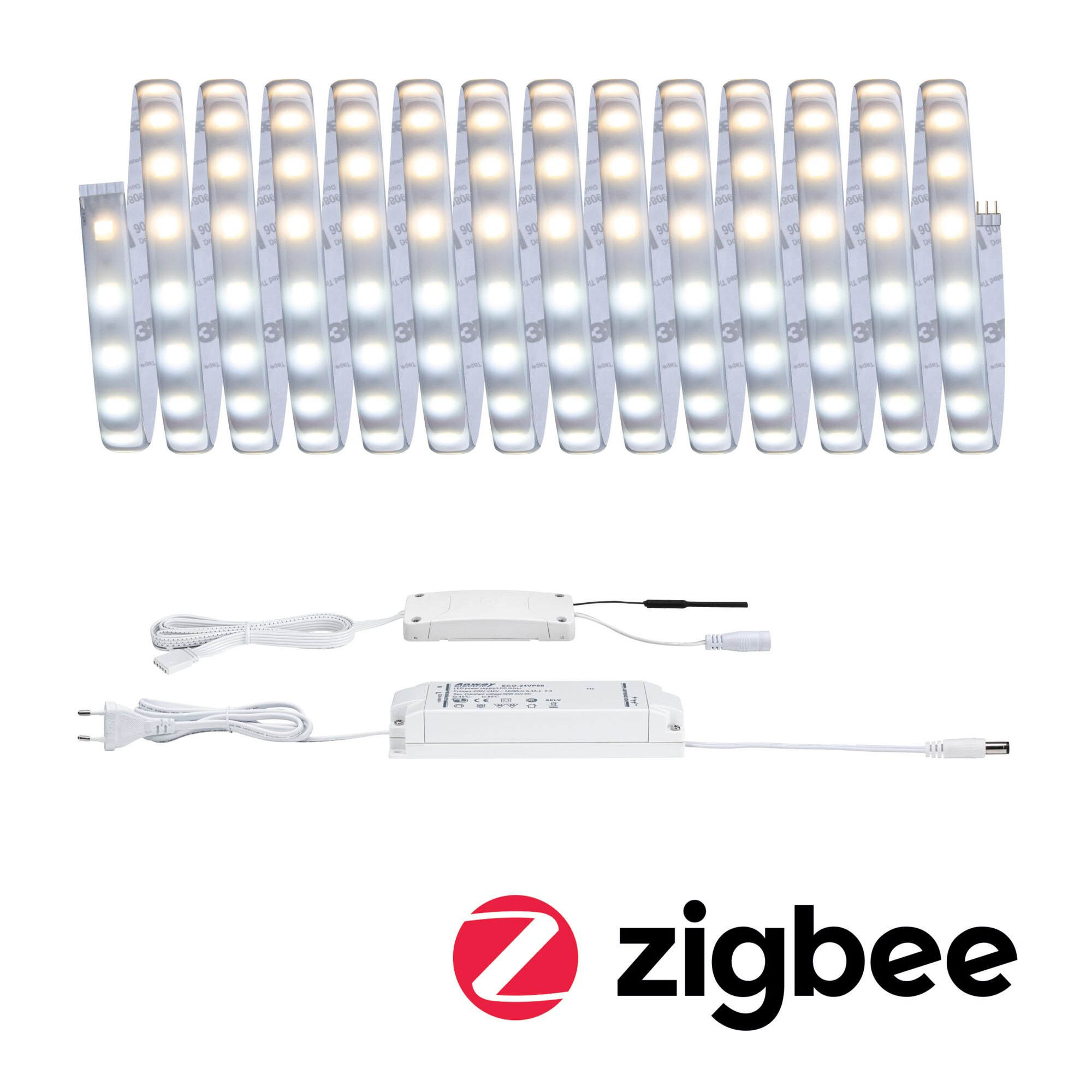 LED-Strip 'MaxLED 500 Zigbee 3.0 Tuneable White Basisset' 5 m 26 W beschichtet silber + product picture