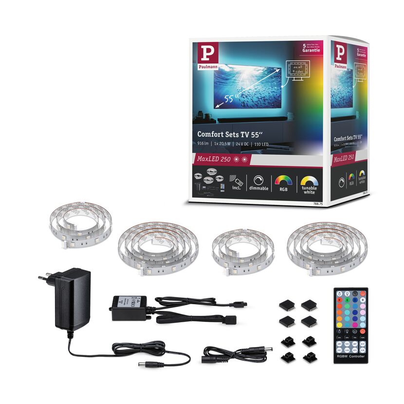 LED-Strip 'MaxLED 250 RGBW TV Comfort Basisset' 55 Zoll 20,5 W silber