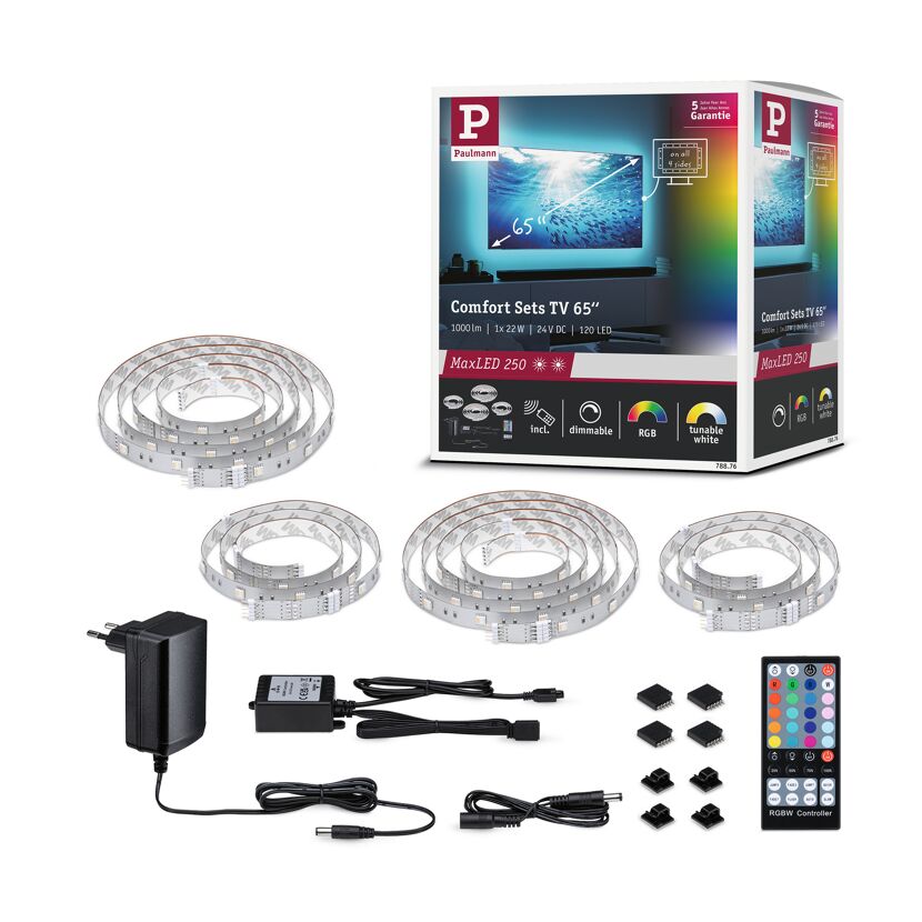 LED-Strip 'MaxLED 250 RGBW TV Comfort Basisset' 65 Zoll 22 W silber