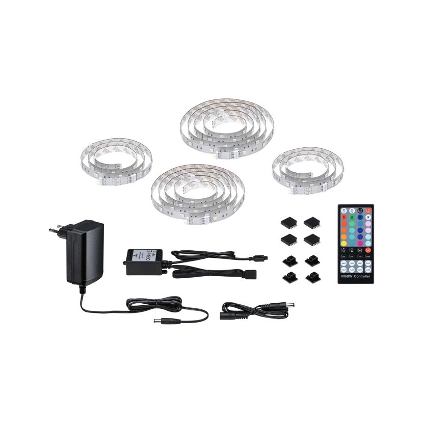 LED-Streifen mit Fernbedienung, Netzteil und Kabeln