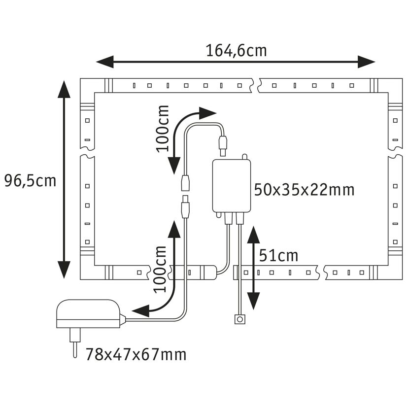 Schemazeichnung Paulmann MaxLED 250 Comfort TV 75"