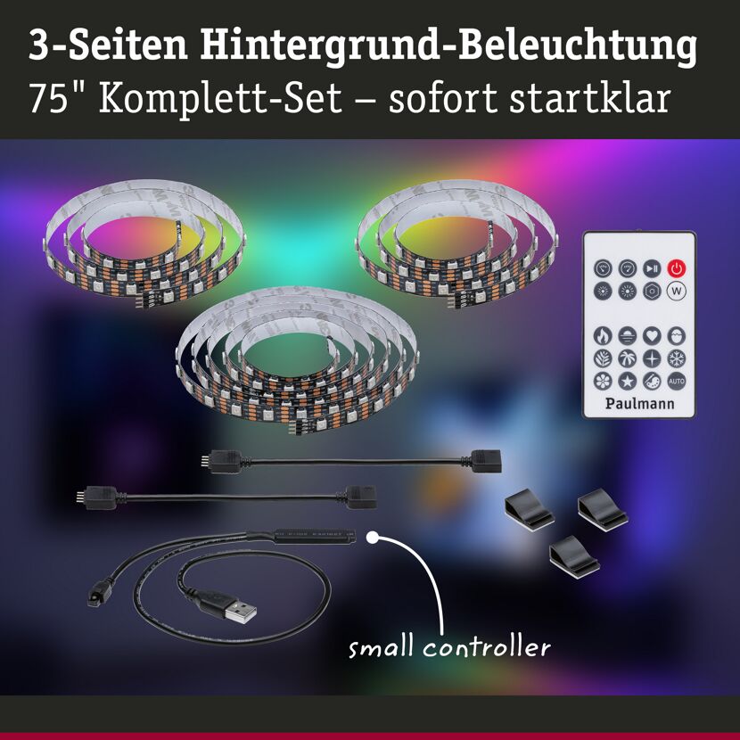 LED-Strip 'EntertainLED USB TV RGB+' 75 Zoll 5 W schwarz