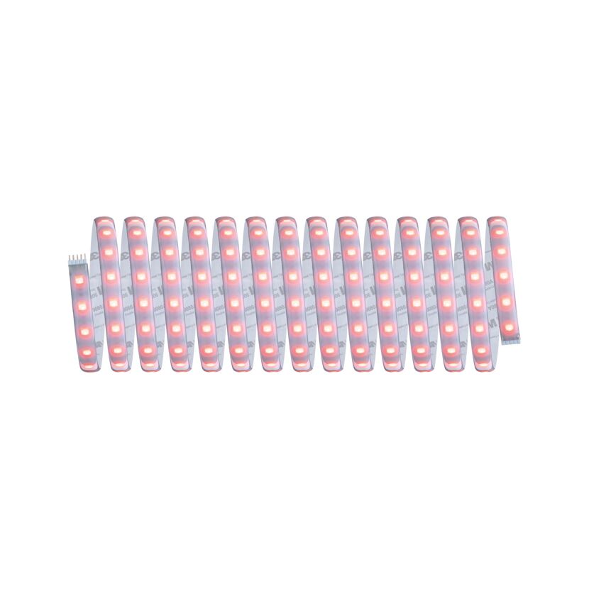 Aufgerolltes LED-Band leuchtet rot
