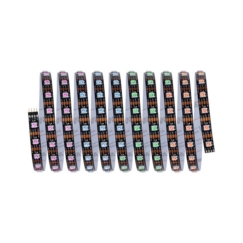 LED-Streifen in verschiedenen Farben aufgerollt.