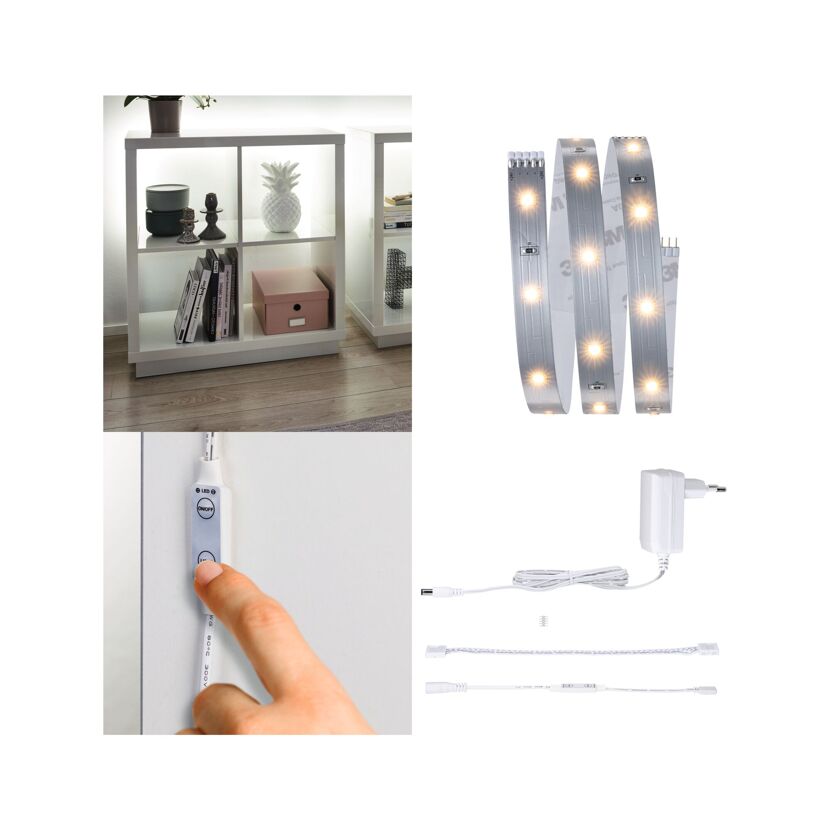 LED-Strip 'MaxLED 250 Warmweiß Comfort Basisset Regal' 1 m 4 W silber