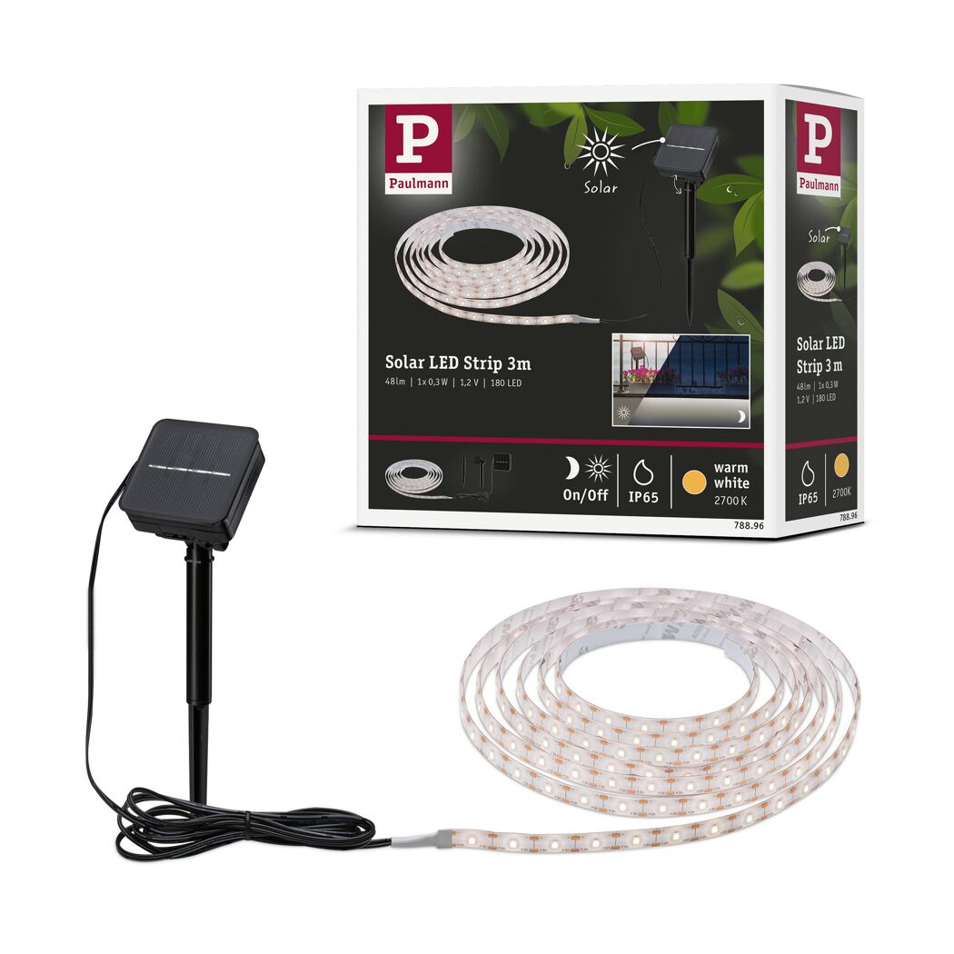 Solar-Leuchtstreifen 48 lm warmweiß IP 44 300 m x 0,2 cm