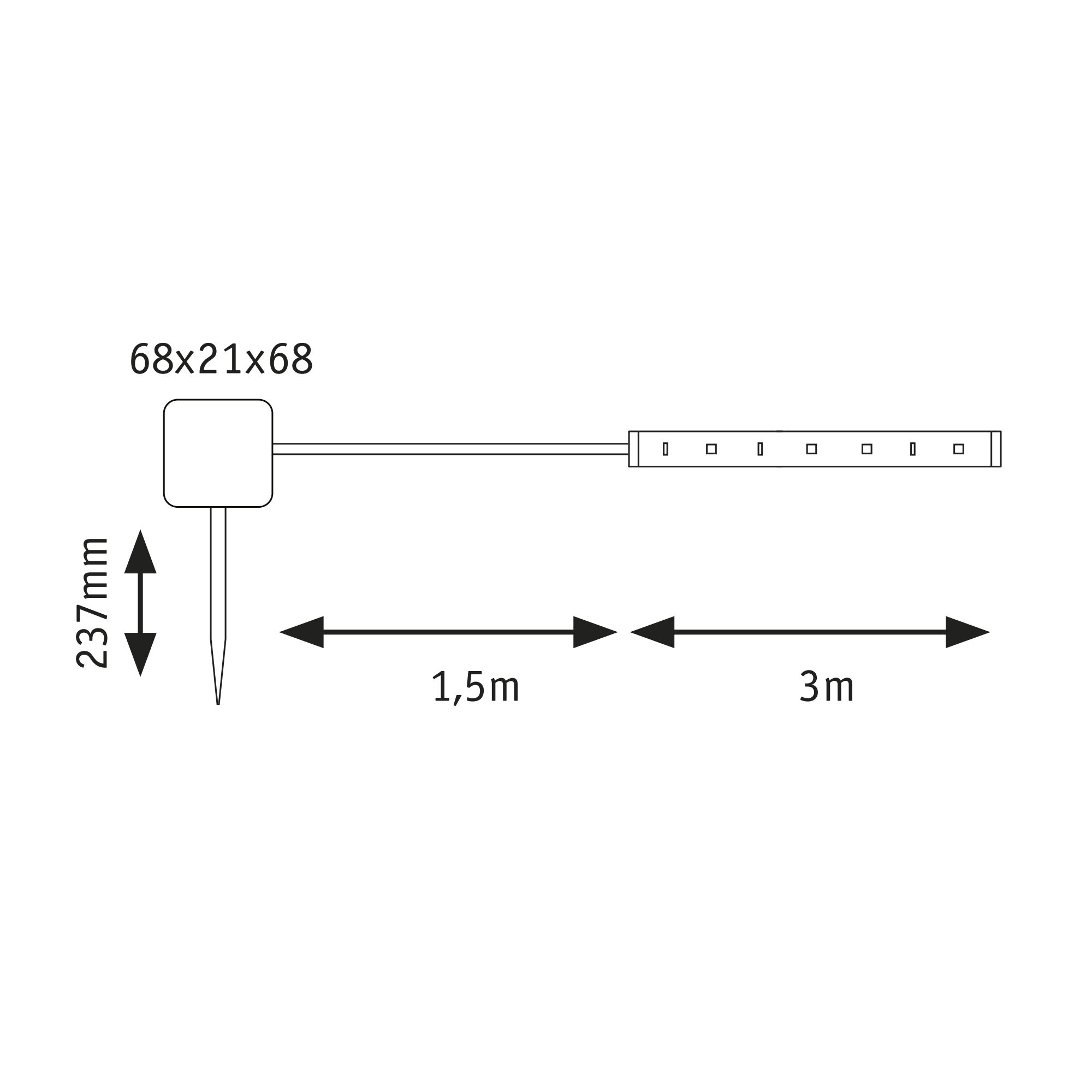 LED-Strip 'Solar Warmweiß' 3 m 0,3 W inklusive Dämmerungssensor und Akku schwarz + product picture