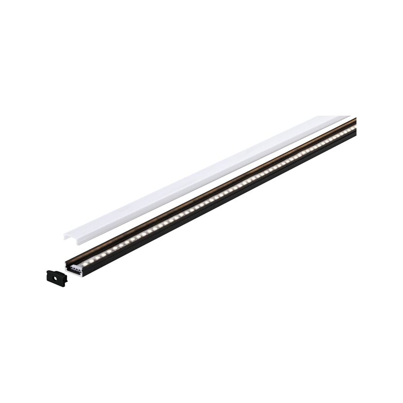 Schwarzes LED-Profil mit weißem Cover