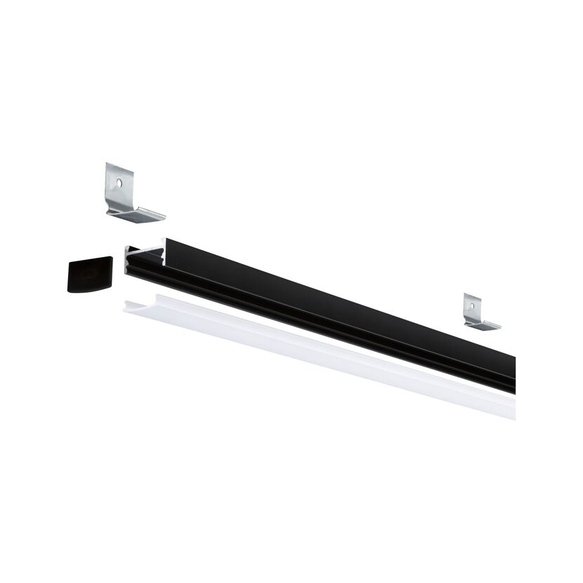 Schwarzes LED-Profil mit Montagematerial