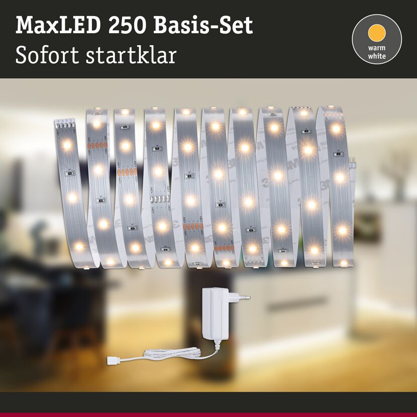 LED-Strip 'MaxLED 250 Warmweiß Basisset' 3 m 12 W unbeschichtet silber