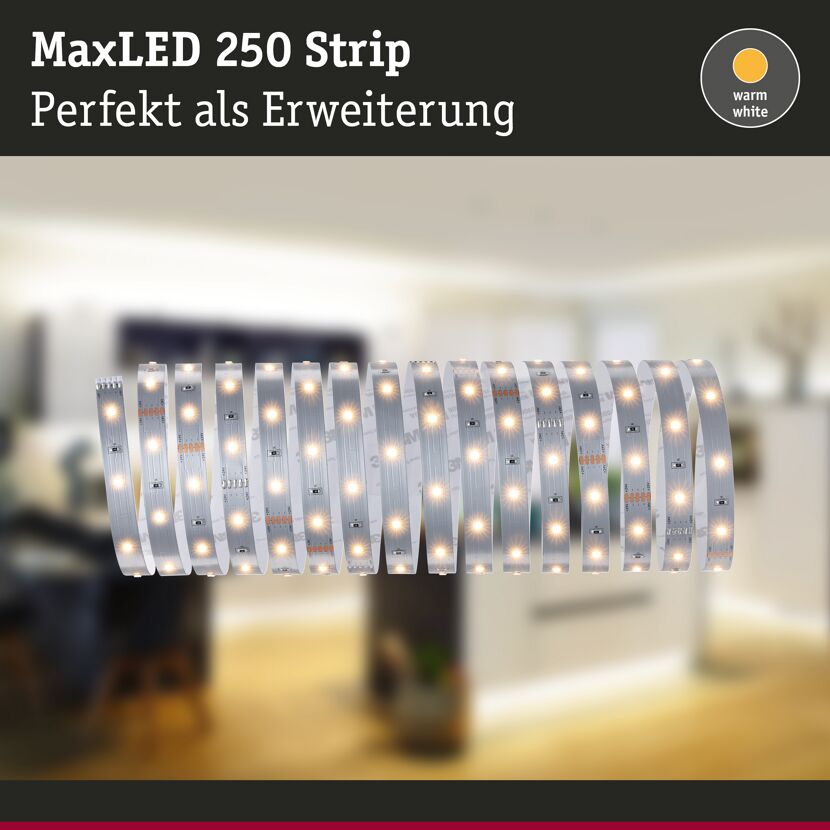 LED-Strip 'MaxLED 250 Warmweiß' 5 m 19 W unbeschichtet silber