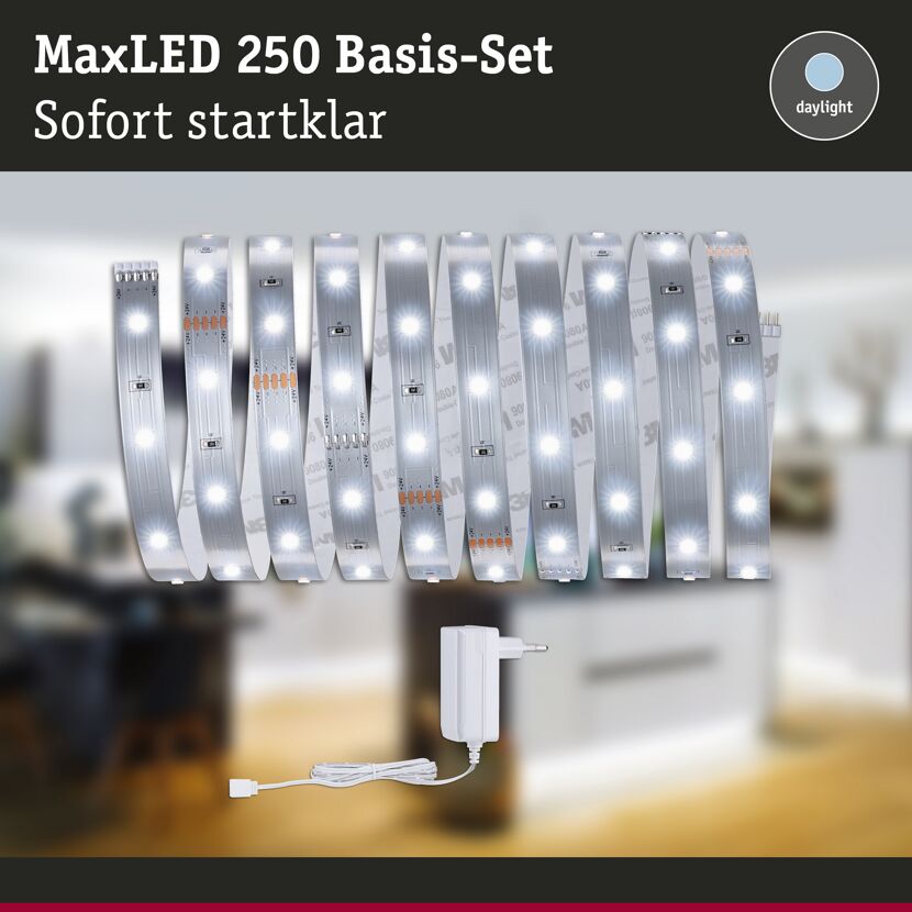 LED-Strip 'MaxLED 250 Daylight Basisset' 3 m 12 W unbeschichtet silber