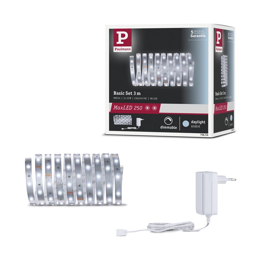 LED-Strip 'MaxLED 250 Daylight Basisset' 3 m 12 W unbeschichtet silber