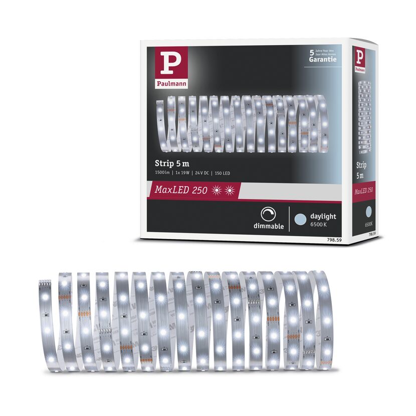 LED-Strip 'MaxLED 250 Daylight' 5 m 19 W unbeschichtet silber