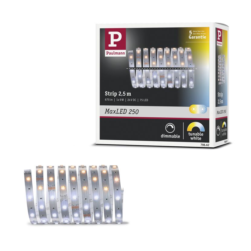 LED-Strip 'MaxLED 250 Tuneable White' 2,5 m 9 W unbeschichtet silber