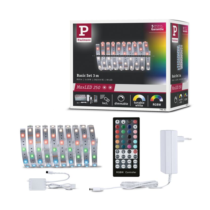 LED-Strip 'MaxLED 250 RGBW Basisset' 3 m 20 W unbeschichtet silber