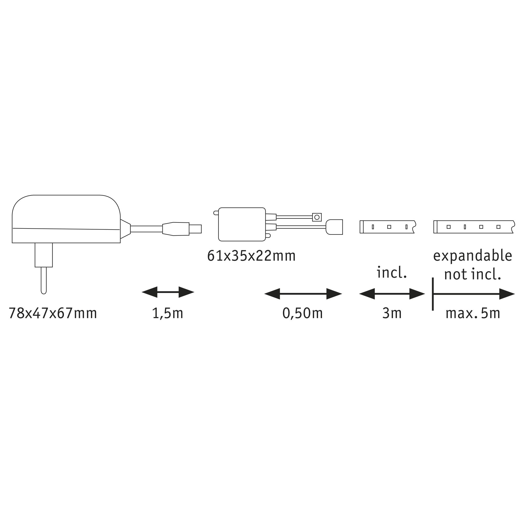 LED-Strip 'MaxLED 250 RGBW Basisset' 3 m 20 W unbeschichtet silber