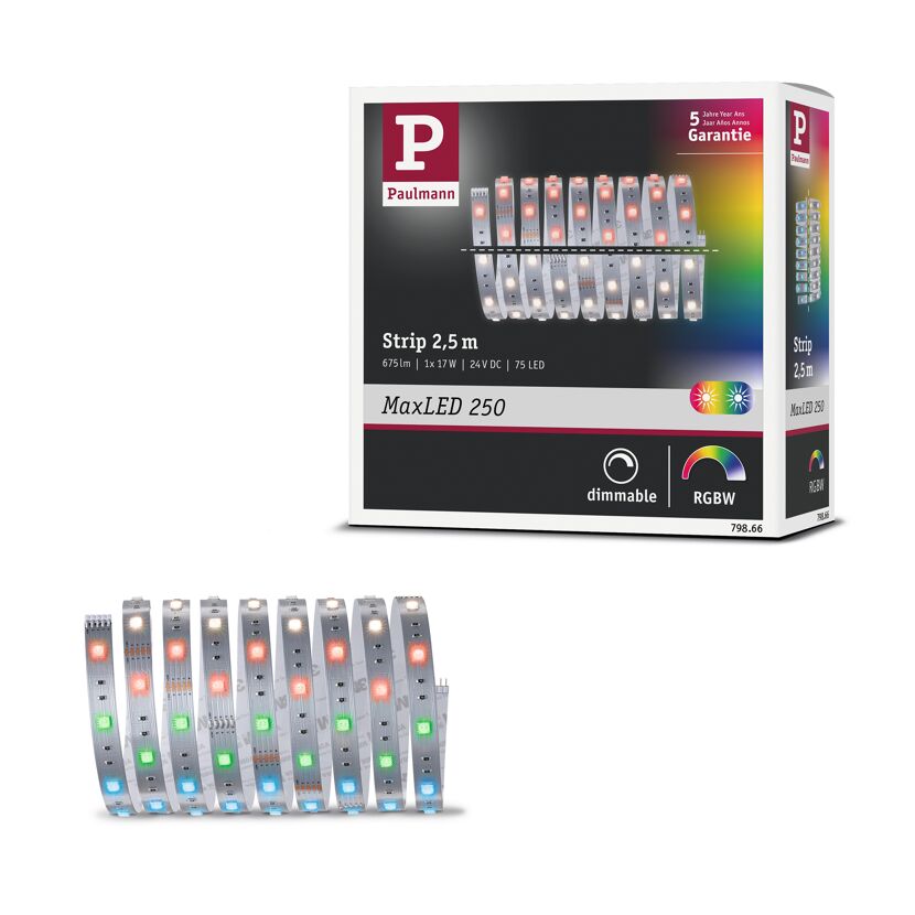 LED-Strip 'MaxLED 250 RGBW' 2,5 m 17 W unbeschichtet silber