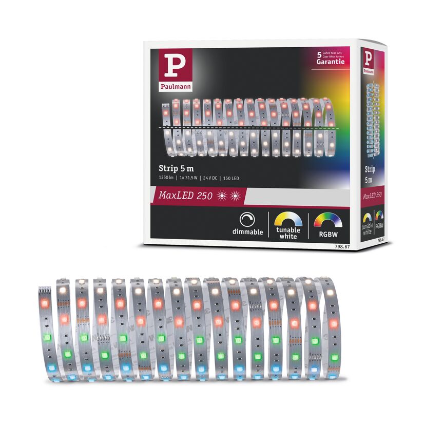 LED-Strip 'MaxLED 250 RGBW' 5 m 31,5 W unbeschichtet silber